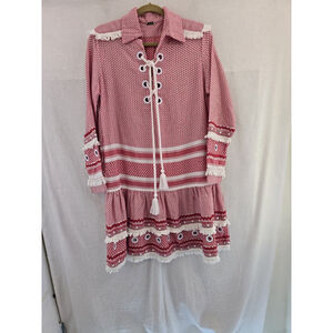 DODO BAR OR Gadielle Red/white Embellished Mini Dress. Unique. Sz Large